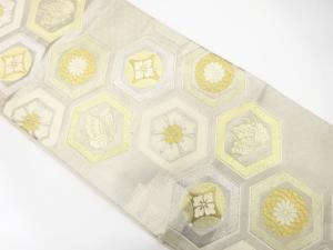 アンティーク　亀甲に菊・七宝・蝶模様織り出し袋帯（材料）